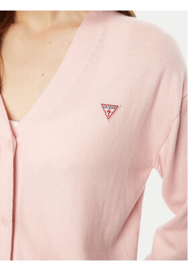 Guess Jeans Sweter W4BR16 Z3HO2 Różowy Regular Fit. Kolor: różowy. Materiał: syntetyk