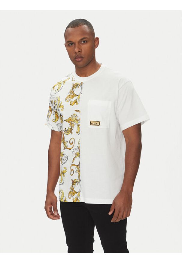 Versace Jeans Couture T-Shirt 78GAH609 Biały Regular Fit. Kolor: biały. Materiał: bawełna