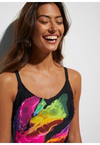 bonprix - Kostium kąpielowy shape, lekki stopień modelowania sylwetki, dekolt w serek. Kolor: czarny. Materiał: materiał. Wzór: nadruk #3