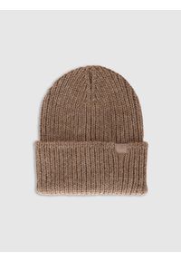 4f - 4F Czapka zimowa damska - brązowa Uniwersalny. Kolor: brązowy. Materiał: wełna, akryl, materiał. Sezon: zima. Styl: casual #1