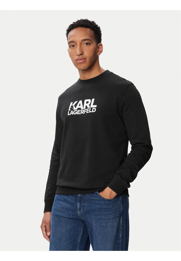 Karl Lagerfeld - KARL LAGERFELD Bluza 705780 563917 Niebieski jasny Regular Fit. Typ kołnierza: dekolt w karo. Kolor: niebieski. Materiał: bawełna