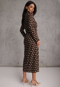 Renee - Brązowa Koszulowa Sukienka z Wiskozy z Dodatkiem Lnu z Drapowaną Talią Edrilith. Okazja: na co dzień. Kolor: brązowy. Materiał: wiskoza, len. Typ sukienki: koszulowe. Styl: elegancki, casual #6