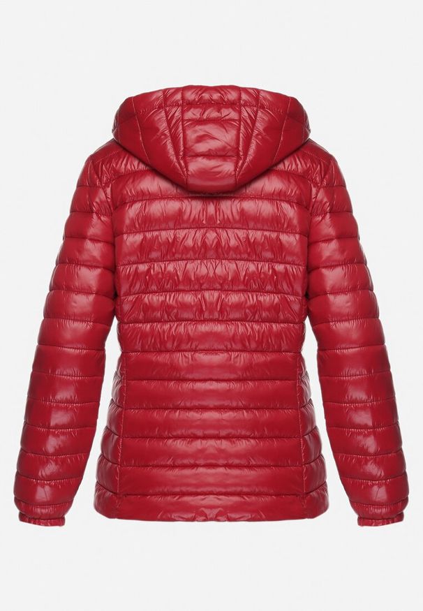 Born2be - Bordowa Kurtka Pikowana z Odpinanym Katurem Rilevama. Kolor: czerwony. Styl: elegancki