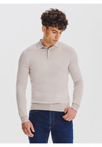 Pako Lorente - Sweter polo w kolorze beżowym. Okazja: na co dzień. Typ kołnierza: polo. Kolor: beżowy. Materiał: poliamid, wiskoza. Sezon: jesień. Styl: casual #9