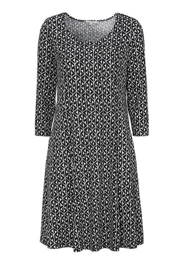 Cellbes Wzorzysta dżersejowa sukienka z bocznymi kieszeniami Czarny biały we wzory female czarny/biały/ze wzorem 62/64. Kolor: biały, czarny, wielokolorowy. Materiał: jersey. Styl: elegancki