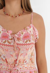 Born2be - Różowa Sukienka z Wiskozy Anastosyne. Kolor: różowy. Materiał: wiskoza. Długość rękawa: na ramiączkach. Wzór: aplikacja. Sezon: lato. Długość: maxi #5