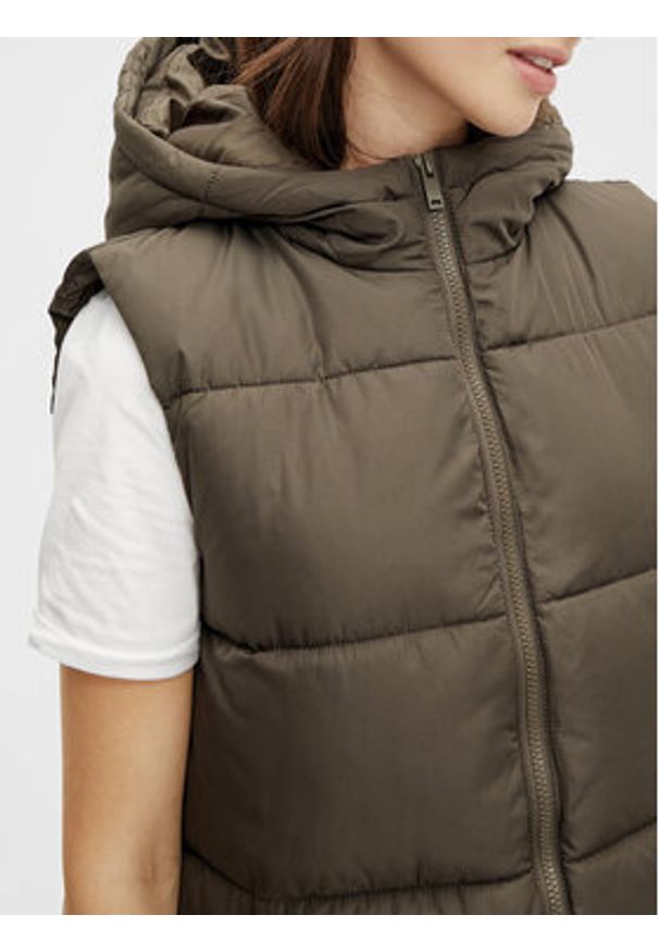 Pieces Bezrękawnik 17117414 Khaki Regular Fit. Kolor: brązowy. Materiał: syntetyk. Długość rękawa: bez rękawów