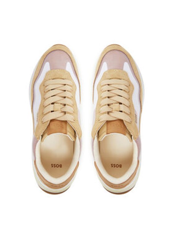 BOSS Sneakersy Skylar Runn 50541617 Beżowy. Kolor: beżowy. Materiał: zamsz, skóra