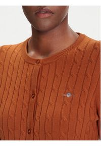 GANT - Gant Kardigan 4800103 Brązowy Slim Fit. Kolor: brązowy. Materiał: bawełna #3