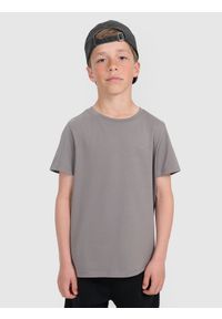 4f - 4F T-shirt regular gładki chłopięcy - szary 134 (8-9 lat). Okazja: na co dzień. Kolor: szary. Materiał: bawełna, materiał, jersey. Długość rękawa: krótki rękaw. Długość: krótkie. Wzór: gładki. Sezon: lato. Styl: klasyczny, młodzieżowy, sportowy, casual