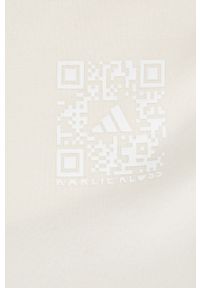 adidas Performance spodnie dresowe HB1449 damskie kolor beżowy z nadrukiem. Stan: podwyższony. Kolor: beżowy. Materiał: dresówka. Wzór: nadruk #4