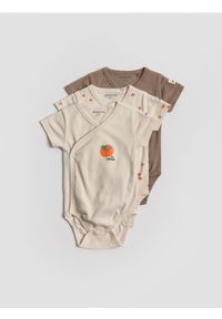 Reserved - Bawełniane body 3 pack - kremowy. Kolor: kremowy. Materiał: bawełna #1