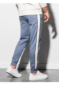 Ombre Clothing - Spodnie męskie dresowe joggery P951 - niebieskie - XXL. Kolor: niebieski. Materiał: dresówka #9