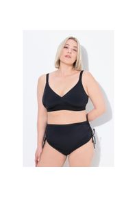 ULLA POPKEN - Damska Góra od bikini bez miękkich miseczek na podszewce z recyklingu. Kolekcja: plus size. Kolor: czarny. Materiał: poliester, elastan, poliamid, materiał