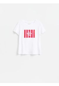 Reserved - Bawełniany t-shirt z nadrukiem - biały. Kolor: biały. Materiał: bawełna. Wzór: nadruk #1