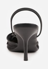 Renee - Czarne Szpilki VICES Slingback z Noskami w Szpic Ozdobionymi Haftem i Koralikami Laraidina. Zapięcie: pasek. Kolor: czarny. Materiał: satyna. Wzór: haft, aplikacja. Obcas: na szpilce #3