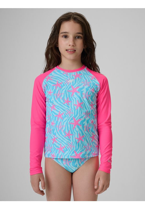 4f - 4F Kostium kąpielowy trzyczęściowy dziewczęcy - multikolor 146/152 (10-12 lat). Kolor: wielokolorowy. Rodzaj stanika: push-up