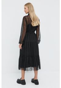 TwinSet - Twinset - Sukienka. Okazja: na co dzień. Kolor: czarny. Materiał: tkanina, materiał. Długość rękawa: długi rękaw. Typ sukienki: proste. Styl: casual #6