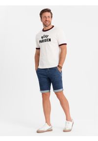 Ombre Clothing - Szorty jeansowe męskie z podwinięta nogawką - ciemnoniebieskie V2 - Rozmiar: XXL. Kolor: niebieski. Materiał: jeans. Sezon: lato. Styl: klasyczny, elegancki
