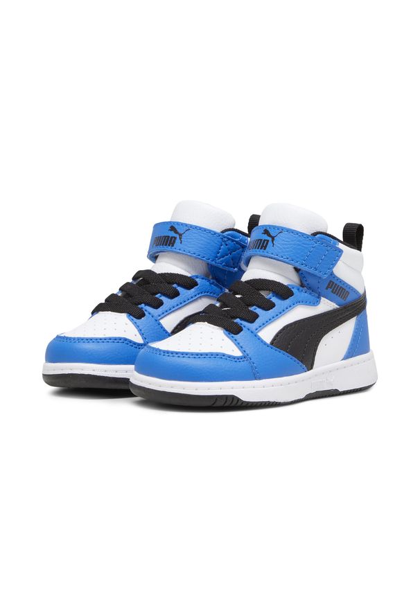 Puma - PUMA Rebound V6 Mid Toddlers' Sneakers PUMA White Black Racing Blue. Kolor: czarny, niebieski, wielokolorowy, biały. Sport: turystyka piesza