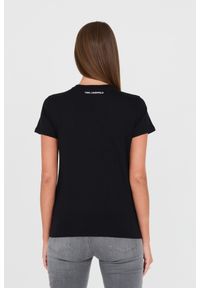 Karl Lagerfeld - KARL LAGERFELD Czarny damski t-shirt z kotem, Rozmiar S. Kolor: czarny #6