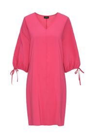 Ochnik - Krótka sukienka z bufiastymi rękawami. Kolor: różowy. Materiał: wiskoza. Długość: mini #3