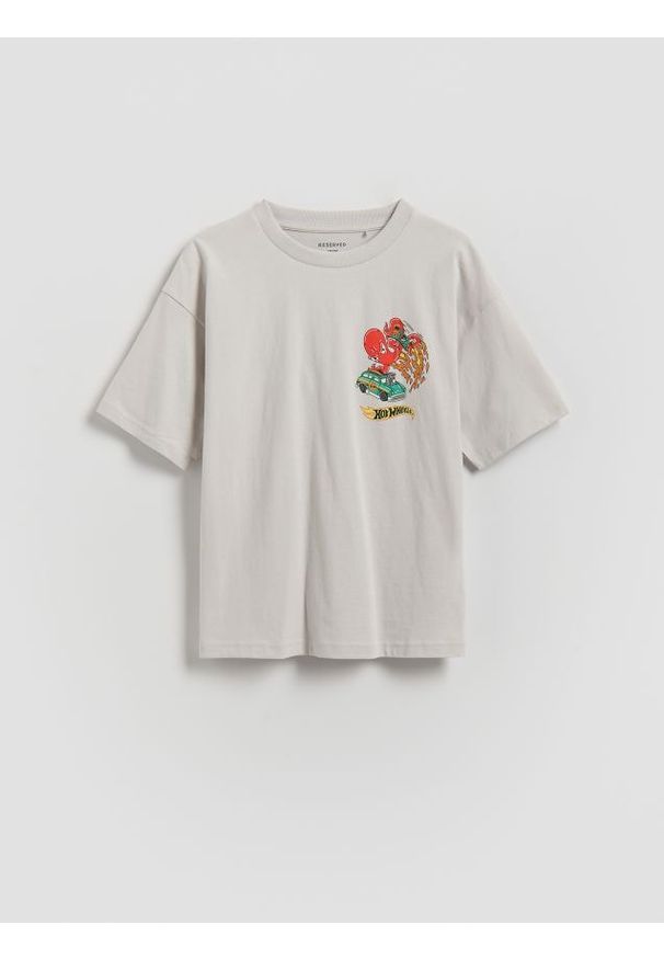 Reserved - T-shirt Hot Wheels - jasnoszary. Kolor: szary. Materiał: bawełna, dzianina