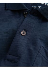 Ombre Clothing - T-shirt męski polo z ozdobnymi guzikami - ciemnoniebieska V8 S1744 - L. Typ kołnierza: polo. Kolor: niebieski. Materiał: bawełna, dzianina #9