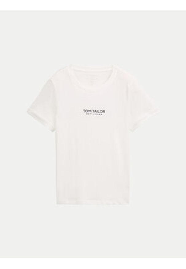 Tom Tailor T-Shirt 1045543 Biały Regular Fit. Kolor: biały. Materiał: bawełna