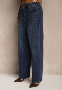 Renee - Niebieskie Jeansy High Waist Barrel Fit Salisette. Okazja: na co dzień. Stan: podwyższony. Kolor: niebieski. Styl: casual #4