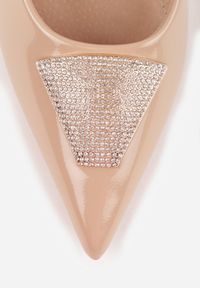 Renee - Ciemnobeżowe Szpilki Vices Zdobione Aplikacją z Cyrkoniami Niravine. Okazja: na spotkanie biznesowe, do pracy. Kolor: beżowy. Wzór: aplikacja. Obcas: na szpilce. Styl: biznesowy, glamour, elegancki. Wysokość obcasa: średni #6