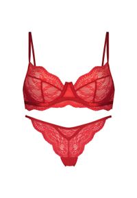 Intica - Koronkowy zestaw bielizny na romantyczne wieczory Plinia. Kolor: czerwony. Materiał: koronka. Wzór: koronka #1