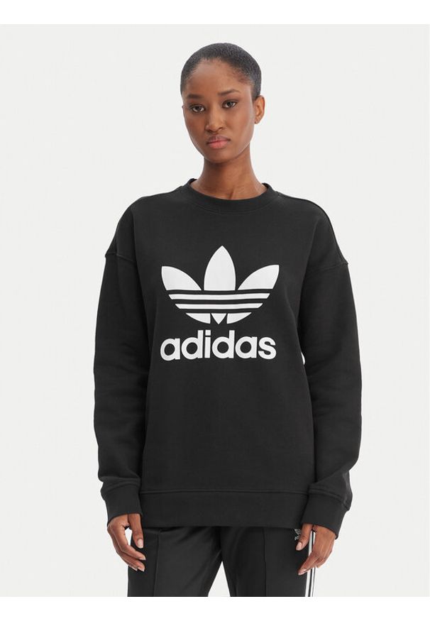 Adidas - adidas Bluza Trefoil Crew FM3272 Czarny Regular Fit. Kolor: czarny. Materiał: bawełna