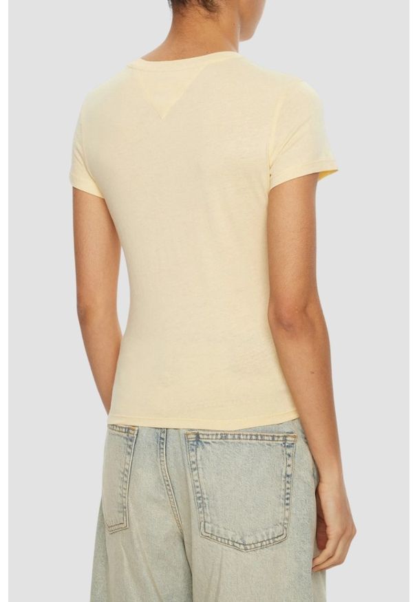 Tommy Jeans - TOMMY JEANS Żółty t-shirt damski. Kolor: żółty