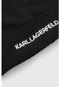 Karl Lagerfeld czapka z domieszką kaszmiru kolor czarny z cienkiej dzianiny. Kolor: czarny. Materiał: kaszmir, dzianina. Wzór: ze splotem #3