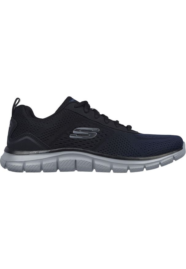 skechers - Buty męskie Skechers Track Ripkent. Kolor: wielokolorowy, niebieski, czarny. Materiał: tkanina, guma, materiał, syntetyk. Sport: fitness