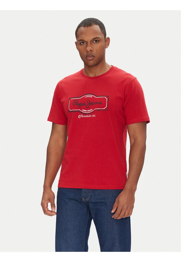 Pepe Jeans T-Shirt Daxton PM509786 Czerwony Regular Fit. Kolor: czerwony. Materiał: bawełna
