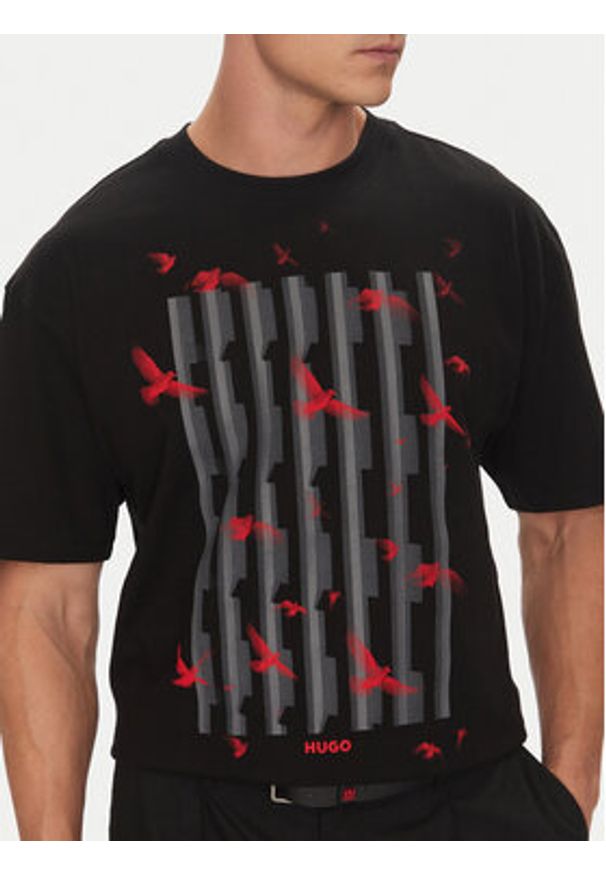 Hugo - HUGO T-Shirt Digraph 50542581 Czarny Oversize. Kolor: czarny. Materiał: bawełna