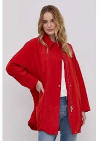 Marella kurtka damska kolor czerwony przejściowa oversize. Kolor: czerwony. Materiał: tkanina, materiał. Wzór: gładki #5
