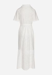 Born2be - Biała Bawełniana Koszulowa Sukienka Ażurowa z Paskiem Fevaila. Okazja: na co dzień. Kolor: biały. Materiał: bawełna. Długość rękawa: krótki rękaw. Wzór: ażurowy. Typ sukienki: koszulowe. Styl: casual, elegancki, klasyczny #7