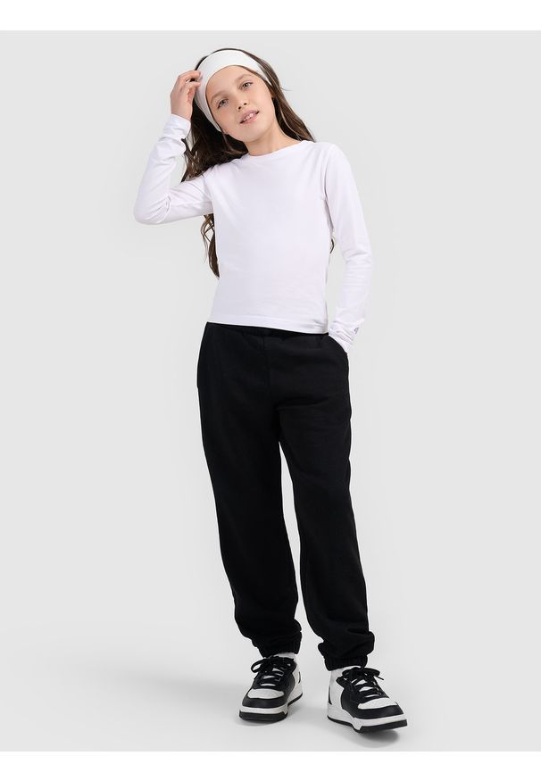 4f - 4F Spodnie dresowe joggery dziewczęce - czarne 158 (12-13 lat). Okazja: na co dzień. Kolor: czarny. Materiał: dresówka. Sezon: lato. Styl: casual