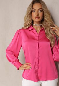 Renee - Różowa Koszula z Lekko Bufiastymi Rękawami i Marszczeniami Walentina. Kolor: różowy. Styl: elegancki