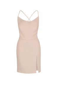 PAPROCKI&BRZOZOWSKI - Beżowa sukienka mini. Kolor: beżowy. Materiał: materiał. Długość: mini #3