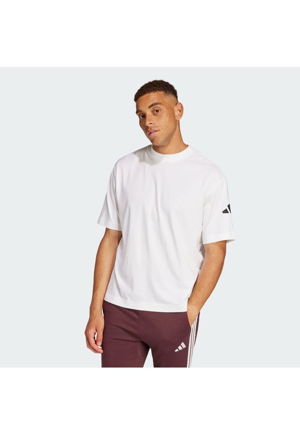 Adidas - Koszulka Essentials Loose Fit 3 Bar Logo. Kolor: biały, wielokolorowy, czarny. Materiał: bawełna