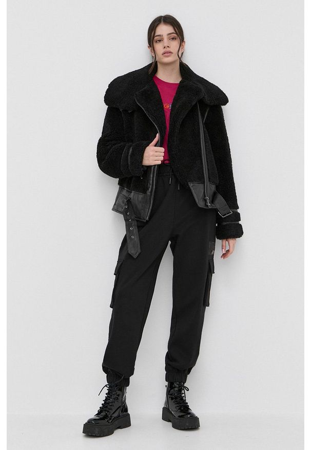 Karl Lagerfeld kurtka 220W1501 damska kolor czarny przejściowa oversize. Kolor: czarny. Materiał: materiał