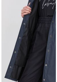 Rains kurtka 12020 Long Jacket kolor granatowy przejściowa 12020.47-Navy. Kolor: niebieski. Materiał: tkanina. Wzór: gładki #9