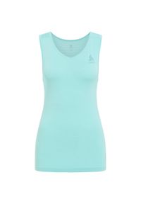 Odlo - Koszulka bez rękawów damska ODLO Performance X-Light Eco BL Top V-Neck Singlet. Kolor: niebieski. Długość rękawa: bez rękawów