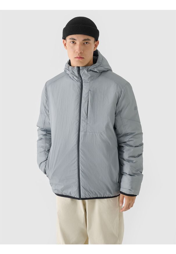 4f - 4F Kurtka puchowa dwustronna Primaloft Thermoplume męska - szara XXL. Okazja: na co dzień. Typ kołnierza: kaptur. Kolor: szary. Materiał: puch. Sezon: zima. Styl: klasyczny, casual, sportowy