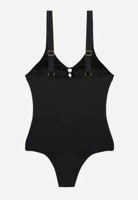 Born2be - Czarny Strój Kąpielowy Ozdobiony Koralikami Rhelea. Kolor: czarny. Wzór: aplikacja #5