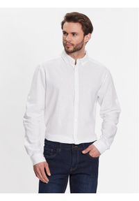 INDICODE Koszula Hanko 20-327 Biały Regular Fit. Kolor: biały. Materiał: len